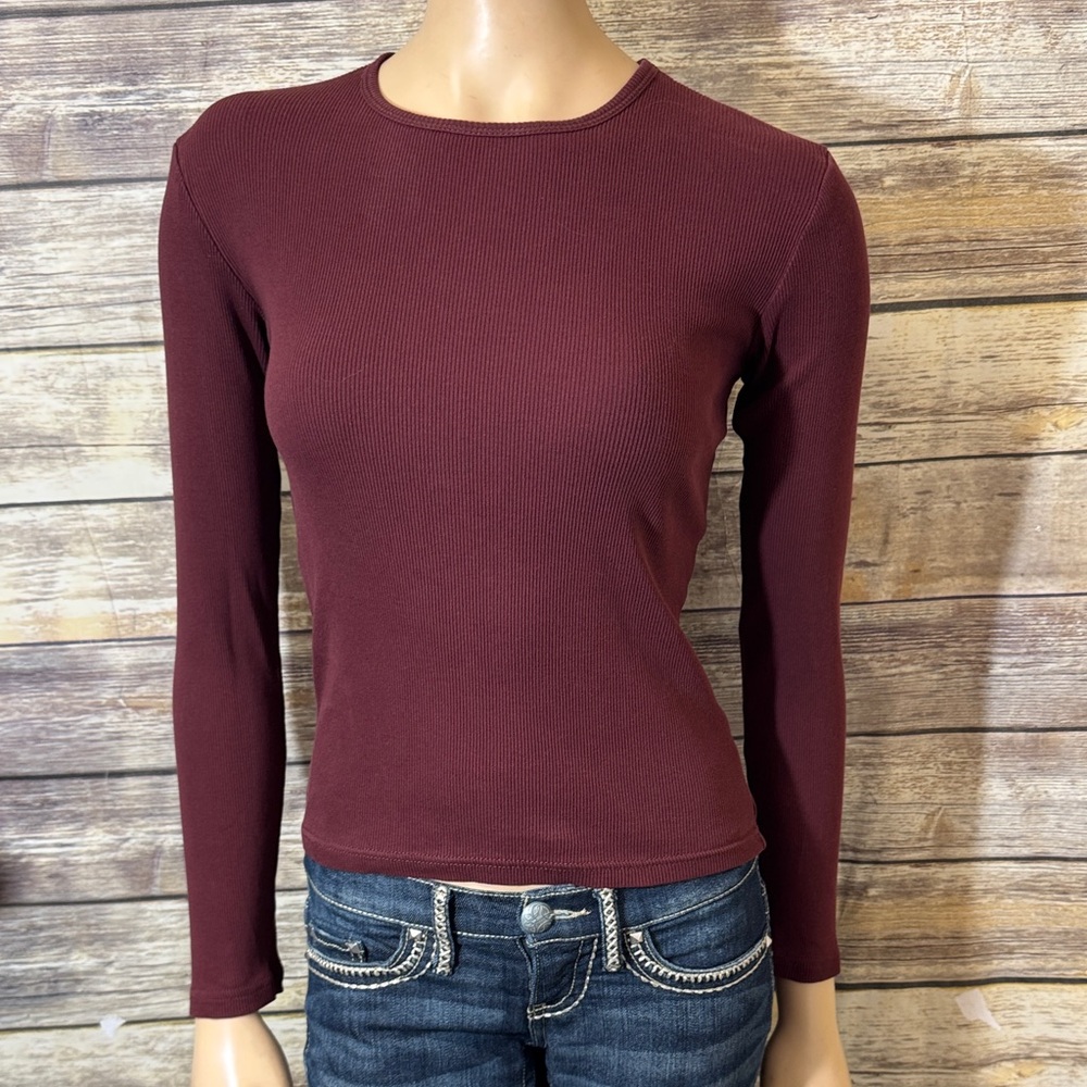 Vintage Y2K Abercrombie & Fitch Long‎ Sleeve Tee S Small Ribbed Stretch Crew